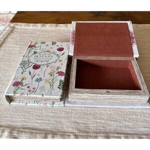 Versa Botany Decorative Box Hidden Storage Book Canvas Wood  Set of 2 Floral